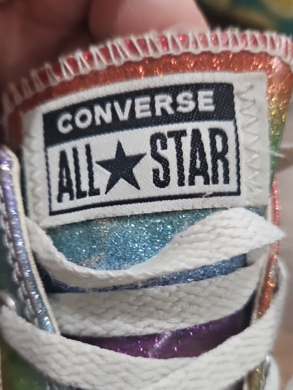 Converse Kids Rainbow Glitter Low-Top Sneakers - White Laces - Picture 3 of 5